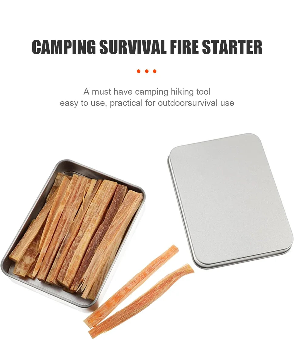 Palo de iniciación de fuego de madera de grasa, herramientas para hacer fuego al aire libre, palos de madera Natural para acampada, senderismo, supervivencia de emergencia, 1 caja