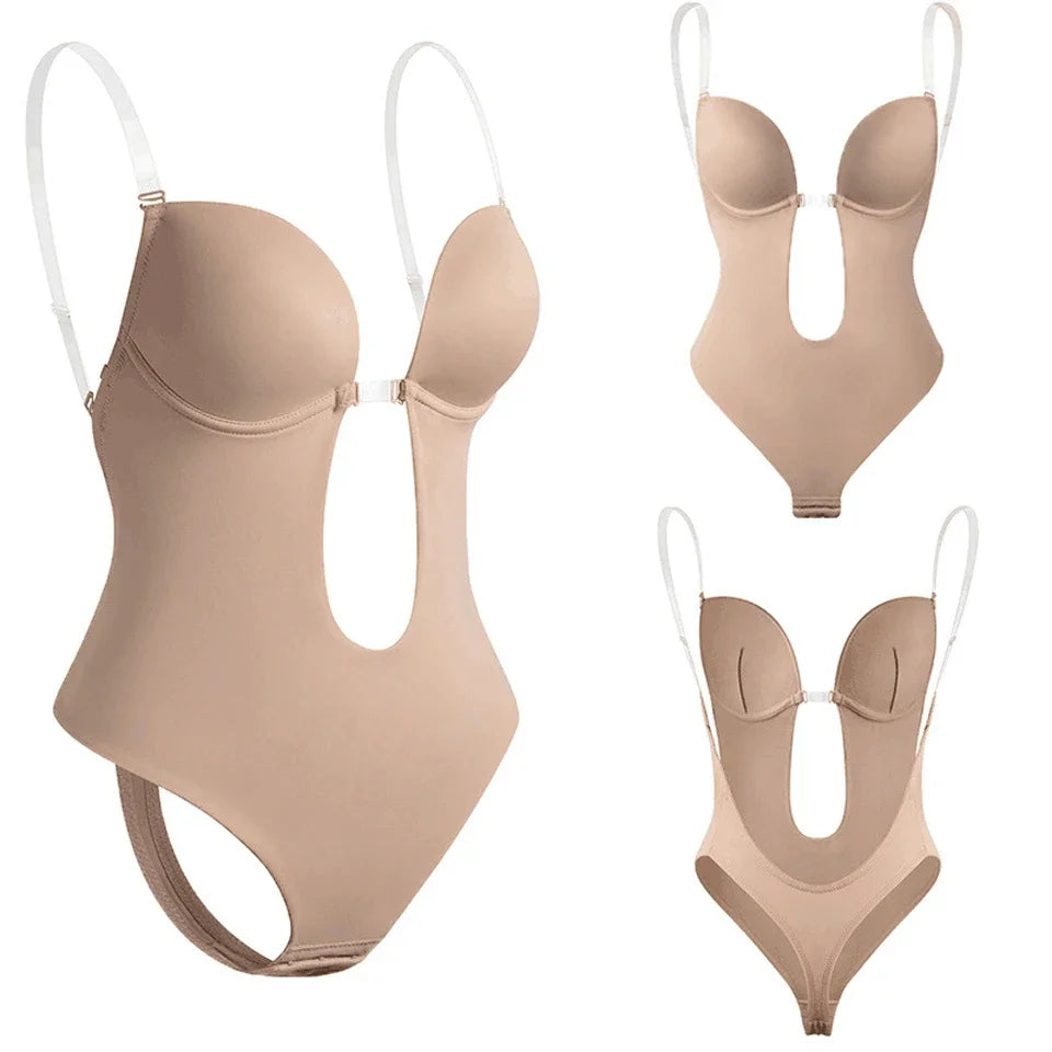 Sujetador moldeador de cuerpo completo para mujer, Body sin espalda, Tanga, moldeadores invisibles, Control de barriga, fajas, funda, ropa interior adelgazante