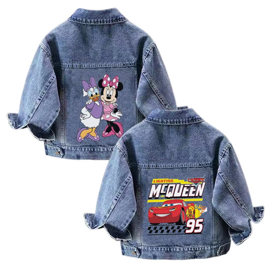 Chaqueta vaquera de Disney para niÃƒÂ±os y niÃƒÂ±as, abrigo de moda de manga larga con dibujos animados de Minnie Daisy Lightning Mcqueen, ropa para niÃƒÂ±os