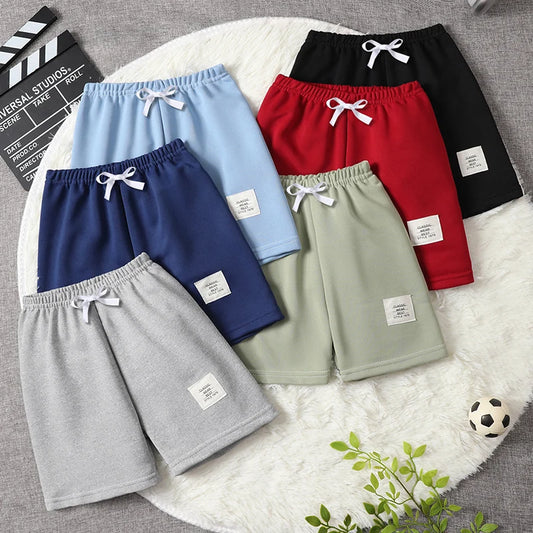 1/3/6 Pcs Children's Solid Color Drawstring Strap Shorts Boy Casual Fashion Pants Girl Joker Comfortable Elastic Waist Pants