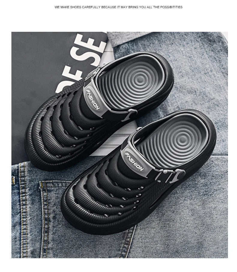 Zuecos con soporte para el arco para hombre, calzado para jardín, zapatillas de playa sin cordones para exteriores, sandalias con cojín cómodo extraíble