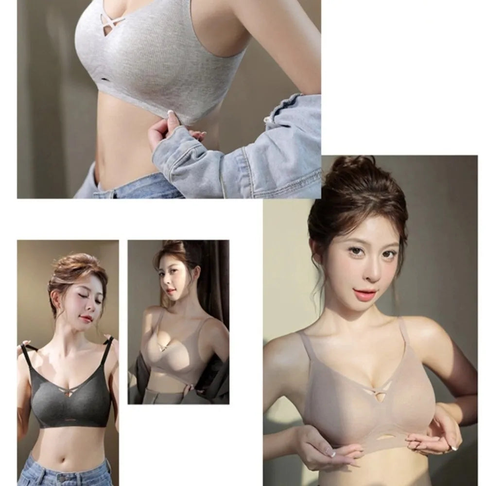Sujetador suave y cómodo fino hueco sin costuras, sujetador a prueba de golpes sin rastro para mujer, lencería íntima, ropa interior push-up para correr