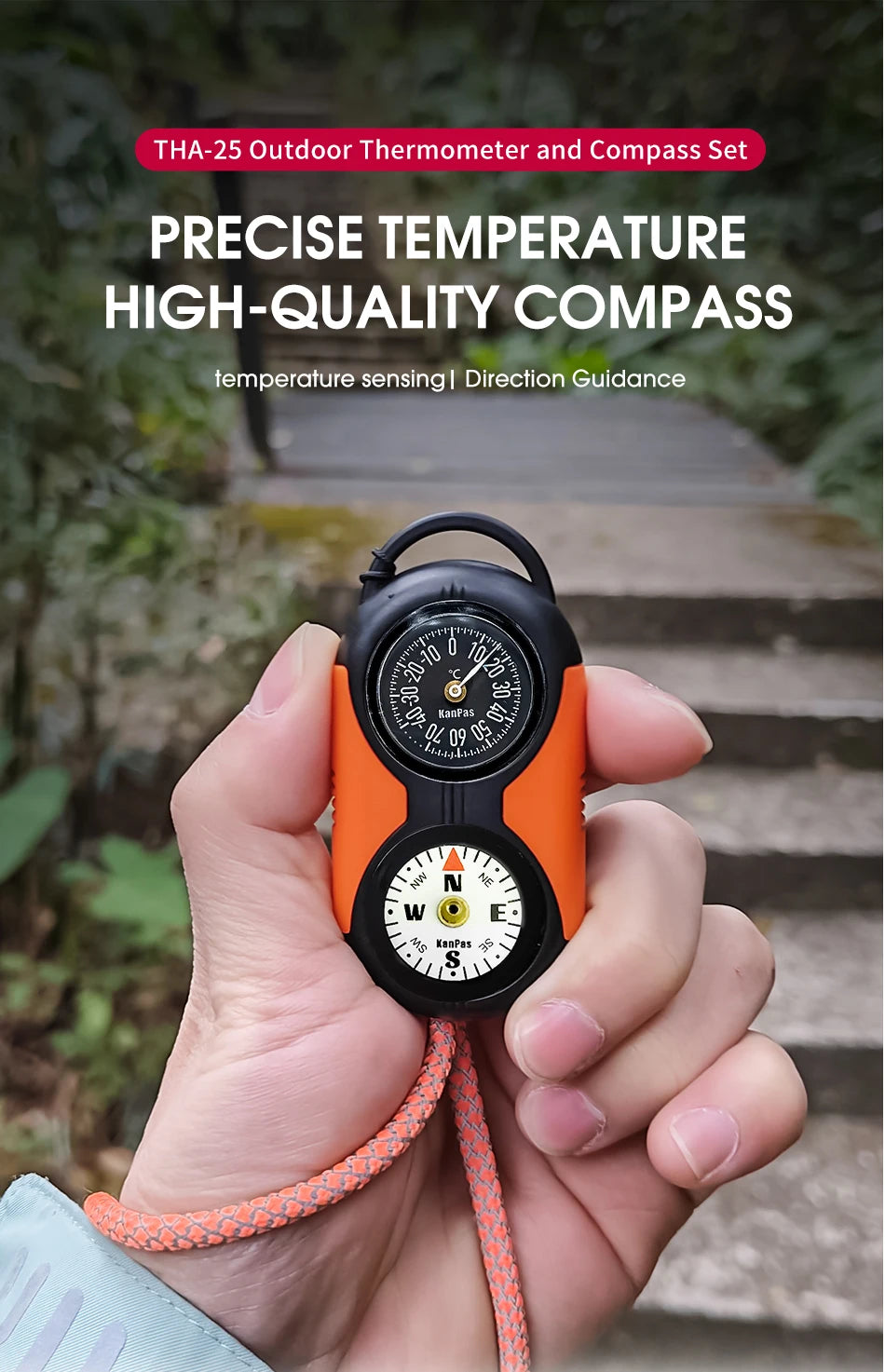 KANPAS Kit de brújula con termómetro/Kit de termohigrómetro de calidad/para exteriores, Camping, senderismo, senderismo, caza, ahorro en vivo, supervivencia