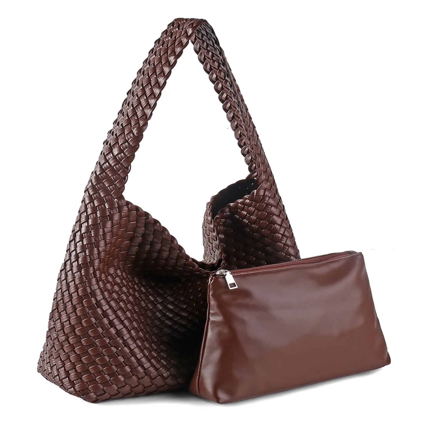 ZR DIARY-Bolso tejido de lujo para mujer, bolsa de mano de gran capacidad de cuero PU, informal, a la moda, con textura suave, BZ618