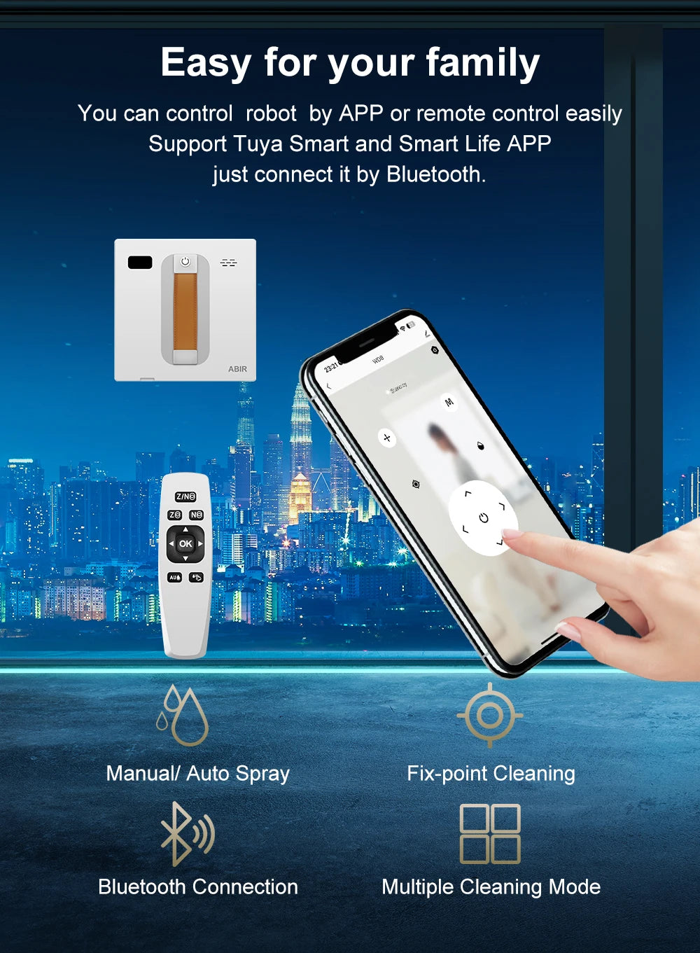 (Código:HOT888)Robot Limpiador de Ventanas ABIR WD8, Doble Rociado de Agua, Memoria Inteligente, Alta Succión al Vacío, Sensor Láser, Robot de Limpieza de Cristales de Pared en el Hogar, Control por Aplicación