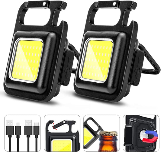 Linterna LED superbrillante, soporte plegable de 1500LM, llavero con abrebotellas, luz impermeable recargable por USB, herramienta para acampar al aire libre