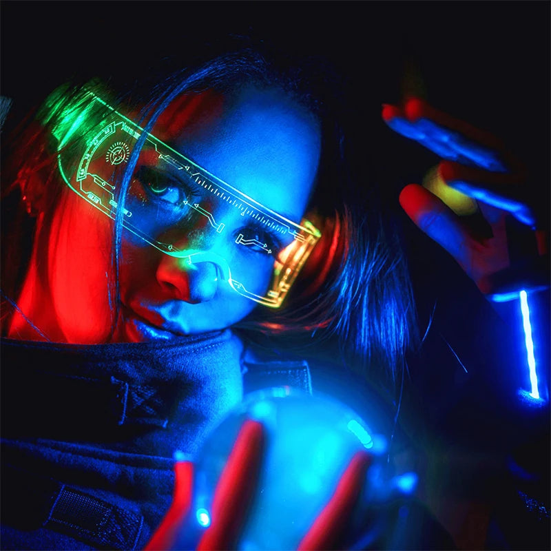 Gafas luminosas coloridas con luz LED, lentes de neón brillantes, parpadeantes para fiesta, club nocturno, DJ, decoración de fiesta de baile