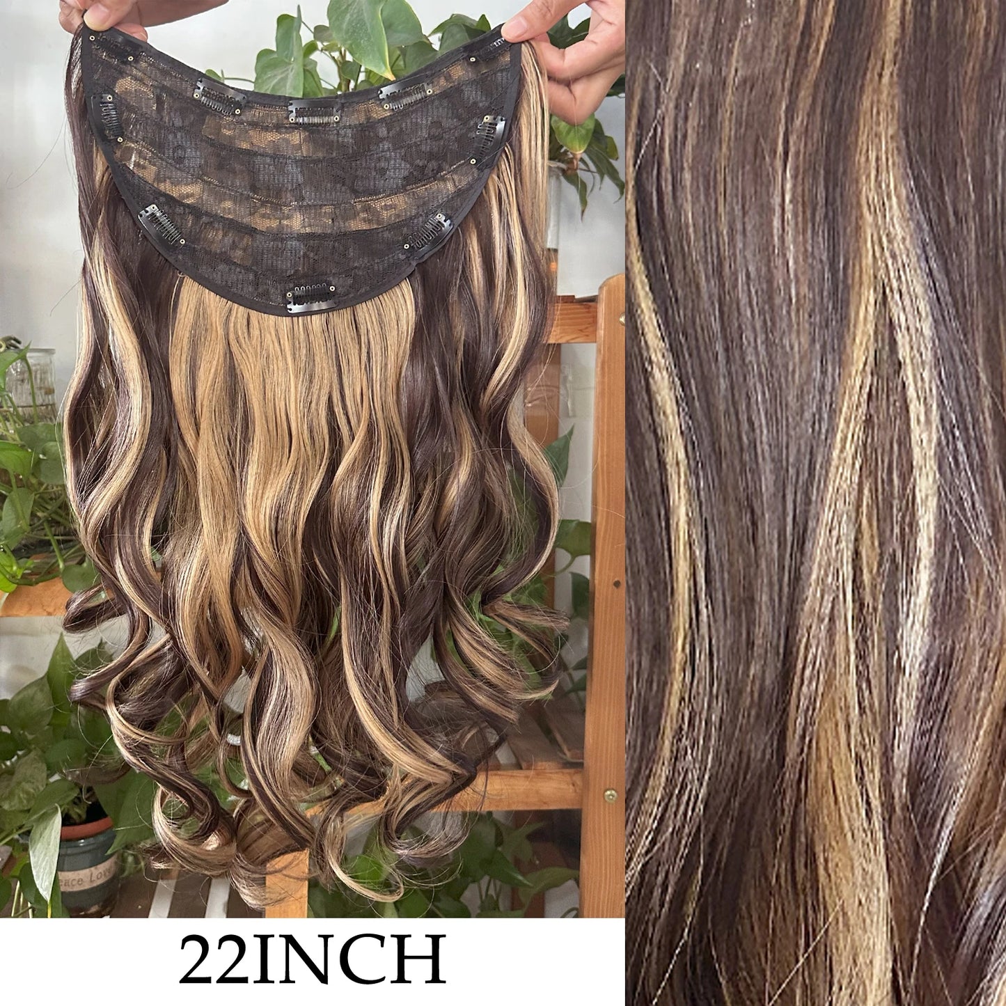 7 unids/set 16 Clips extensiÃƒÂ³n de cabello negro largo liso pelo Natural Ombre peluca fibra resistente al calor para peinado de mujer