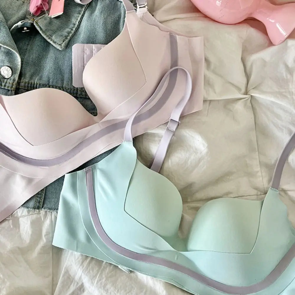 Sujetador ajustado inalámbrico con escote en V profundo, sujetador sin costuras a prueba de golpes para mujer, lencería antiflacidez, ropa interior push-up para niñas