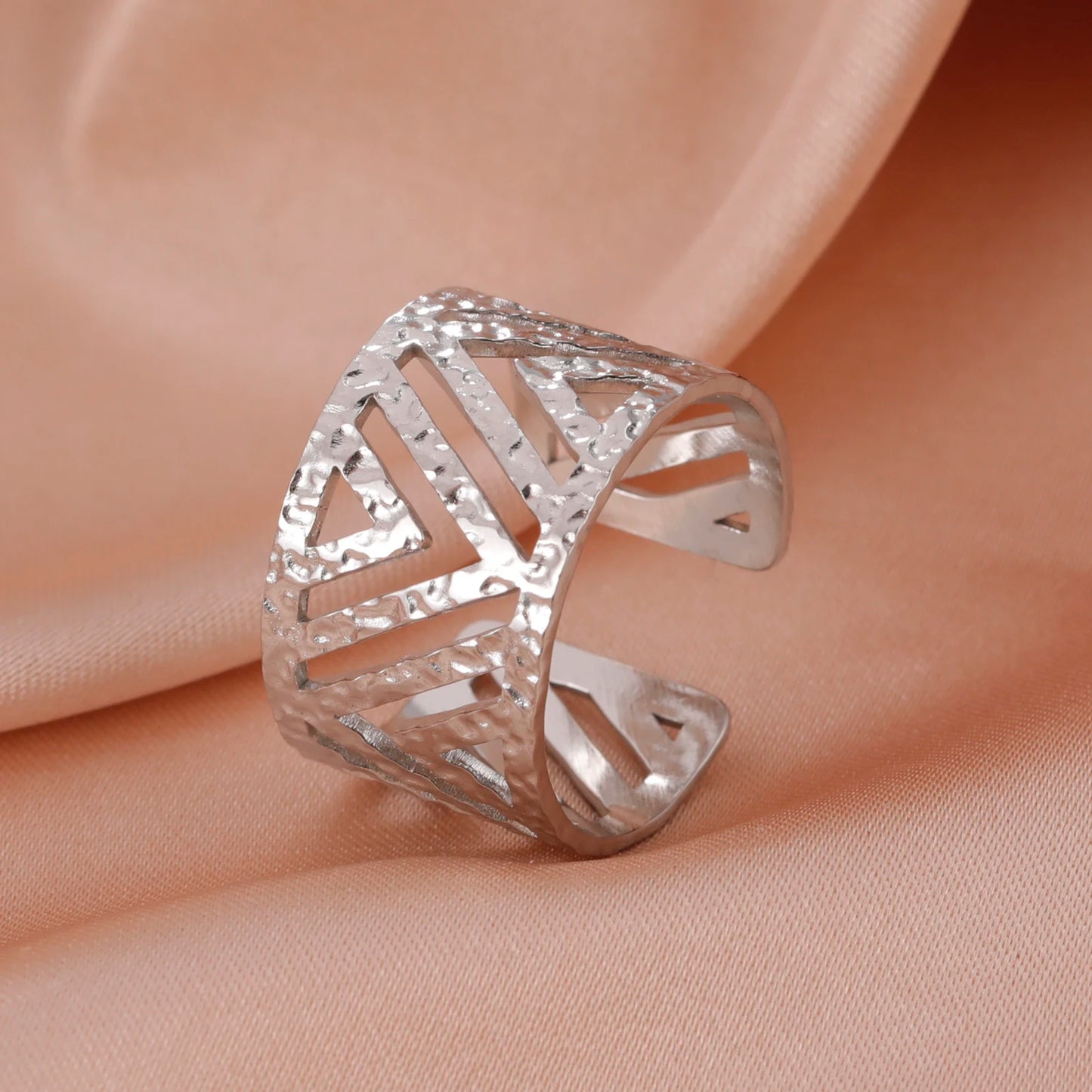 Skyrim-anillos de acero inoxidable para mujer, corazÃ³n geomÃ©trico, estÃ©tico, ajustable, abierto, joyerÃ­a de fiesta, regalos al por mayor