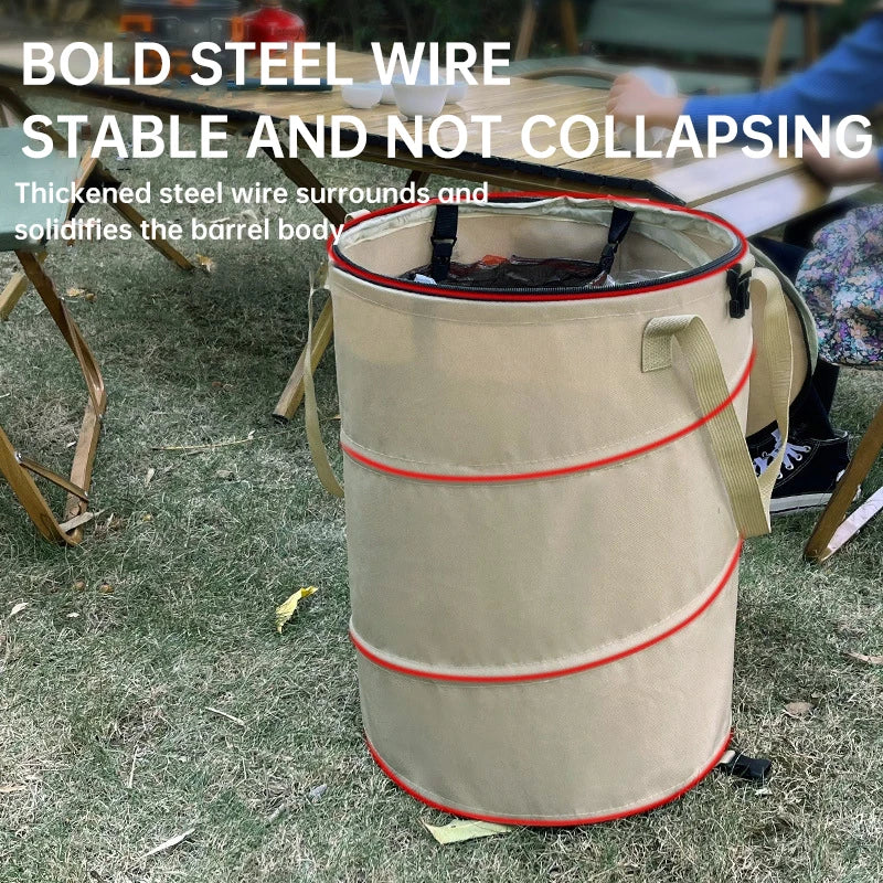 Cubo de basura para acampar, cubo de almacenamiento Circular emergente, cubo de reciclaje plegable de lona, bolsa de basura para jardín y patio al aire libre