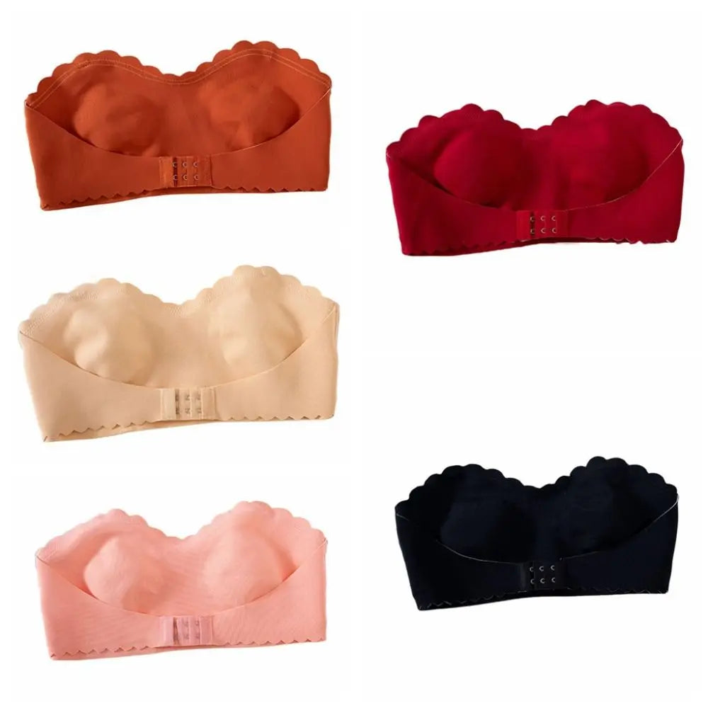 Sujetador Invisible suave sin tirantes sin costuras, sujetador ajustado antideslizante para mujer, ropa interior con hebilla frontal, sujetador de realce para fiesta