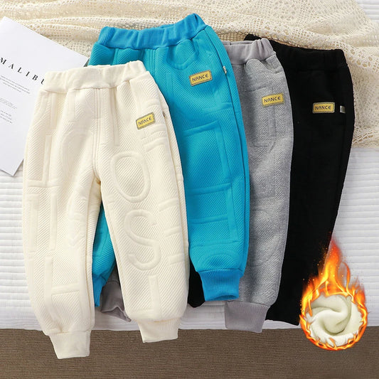 Pantalones de chÃƒÂ¡ndal para niÃƒÂ±os y niÃƒÂ±as, pantalones informales gruesos de otoÃƒÂ±o e invierno, pantalones deportivos sueltos para estudiantes, pantalones con letras Kawaii para niÃƒÂ±os