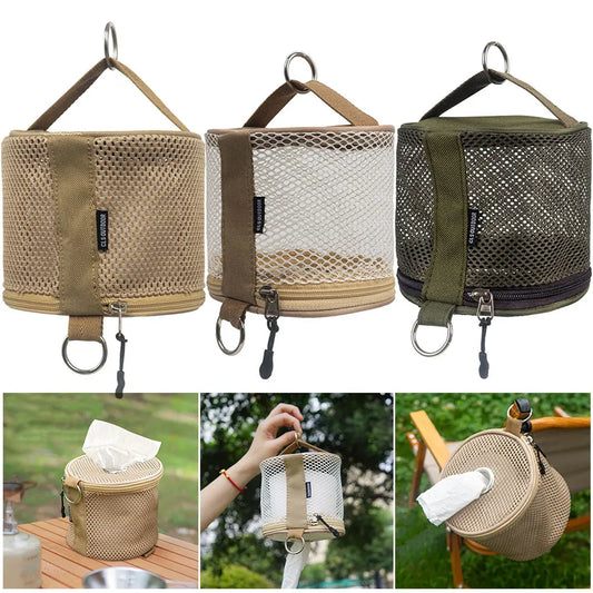 Estuche de pañuelos para acampar al aire libre con gancho, bolsa de almacenamiento de papel en rollo, caja de almacenamiento de papel higiénico para Picnic, senderismo y Camping