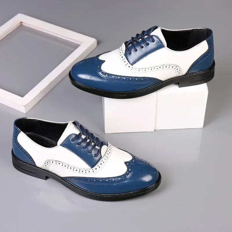 Zapatos de vestir para hombre de colores mezclados, zapatos de cuero Retro para hombre, calzado barroco de negocios para hombre, calzado Oxford informal para hombre Erkek AyakkabÄ±