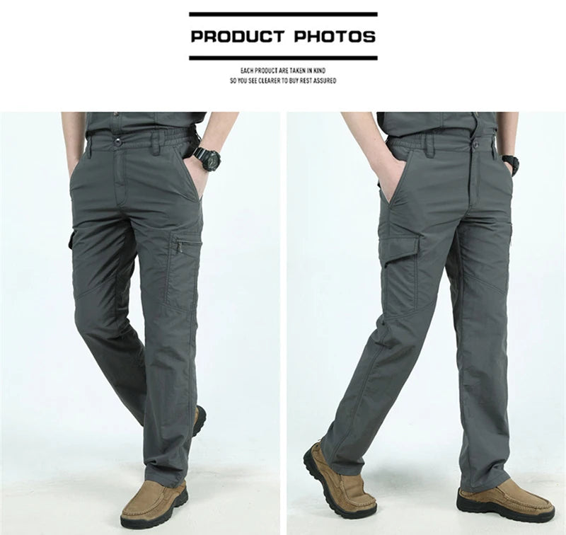 Pantalones tácticos militares Cargo para hombre, pantalones impermeables, pantalones casuales, resistentes al desgaste, con múltiples bolsillos, para senderismo al aire libre, pantalones de trabajo para hombre