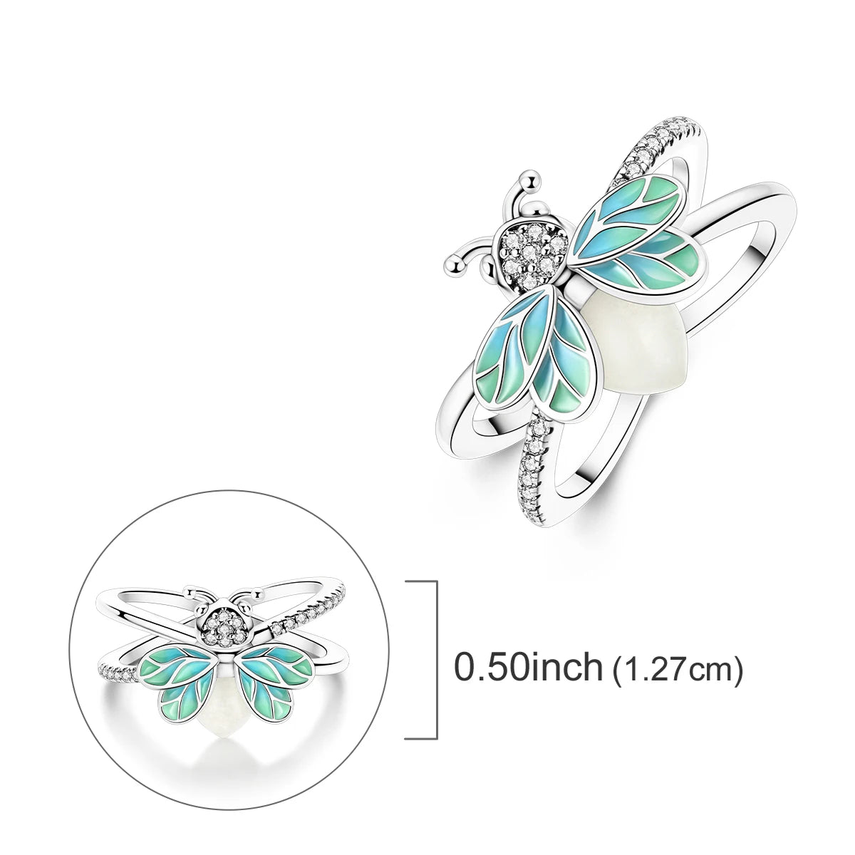 Anillo de Plata de Ley 925 Original para mujer, joyería fina con circonita, luciérnaga, corazón, cruz