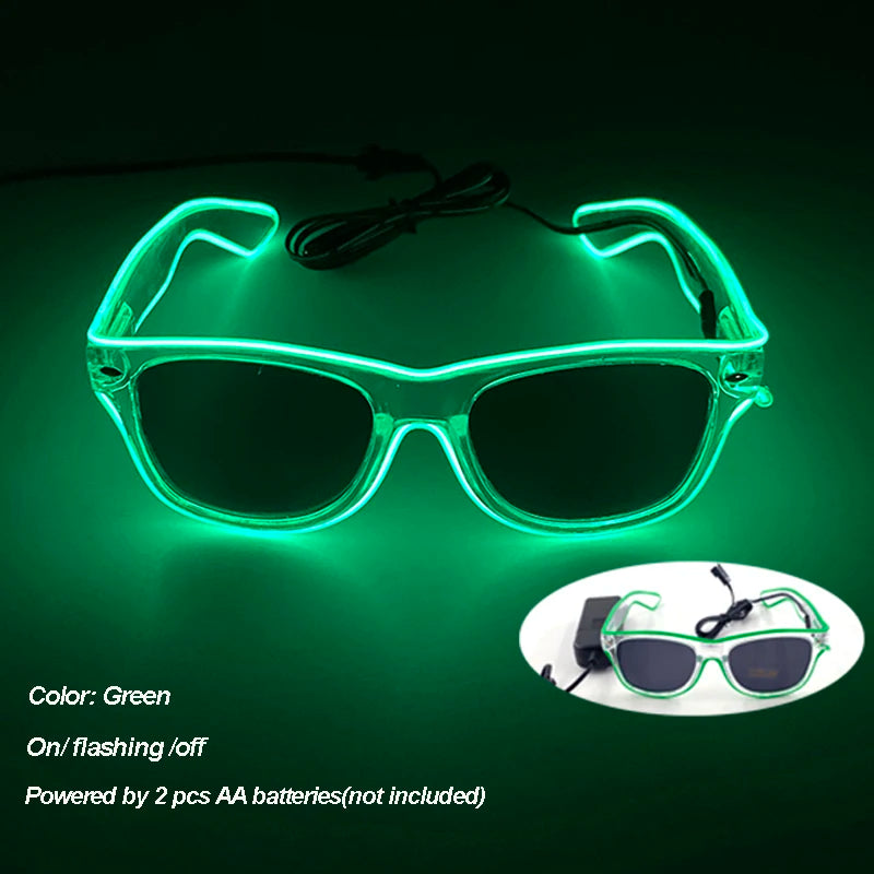 Gafas luminosas coloridas con luz LED, lentes de neón brillantes, parpadeantes para fiesta, club nocturno, DJ, decoración de fiesta de baile