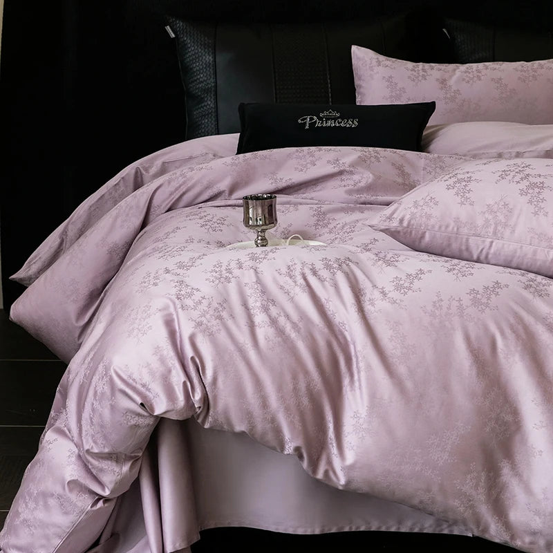 2025 Nuevo juego de ropa de cama de cuatro piezas de algodón puro 100% de color sólido simple para cama individual