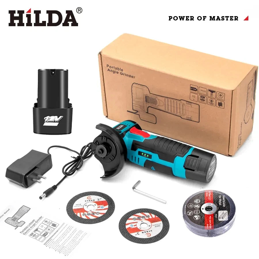 Mini amoladora angular recargable en miniatura HILDA de 12V con baterÃ­a, amoladora pulidora de hoja de corte para cortar diamante inalÃ¡mbrico