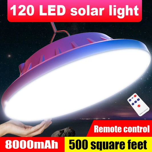 Potente linterna LED para acampar, luz portátil para tienda con carga Solar, lámpara LED recargable de emergencia de 8000mAh para exteriores, 2025