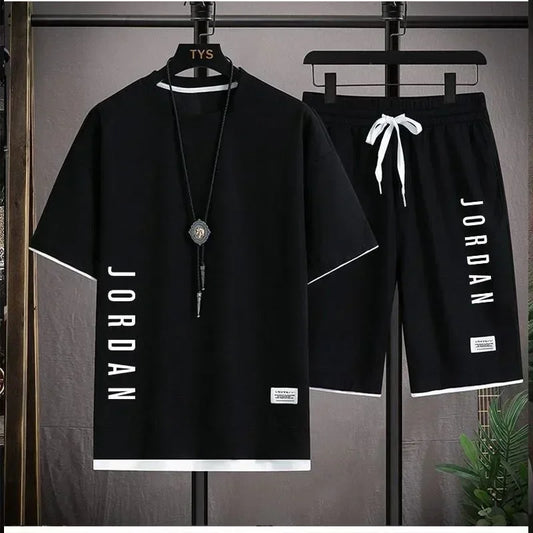 2025 Conjunto elegante de camiseta y pantalones cortos informales para hombre, traje deportivo, conjunto de gofres de verano suelto y cómodo para hombre