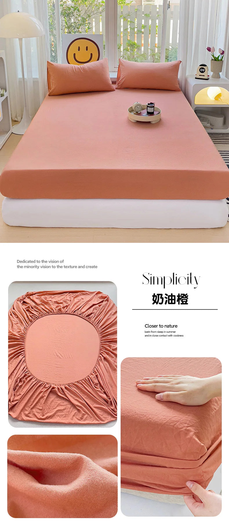 Sábana bajera de algodón lavada con bandas elásticas, funda de colchón ajustable antideslizante para cama doble King Queen 90x200 150x200 180
