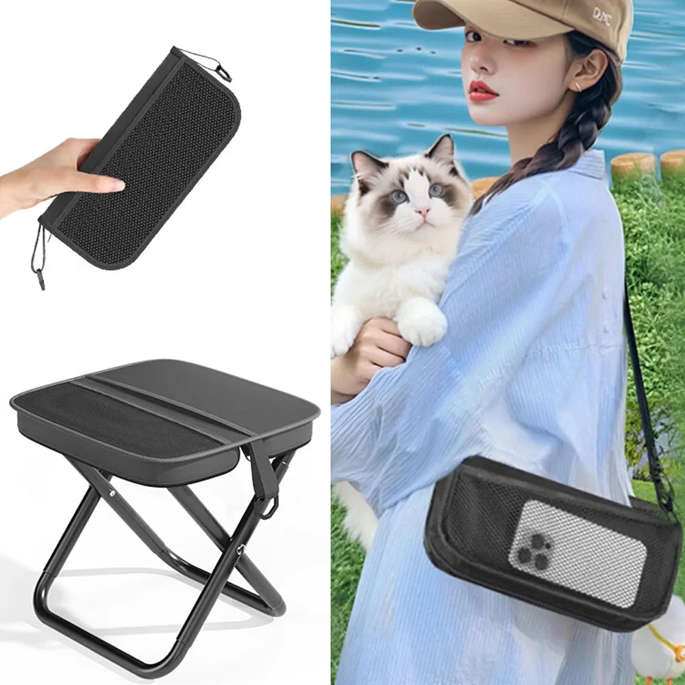 Taburetes plegables para ocio, camping y senderismo al aire libre, taburetes portátiles estilo bolso de hombro que se pueden almacenar fácilmente