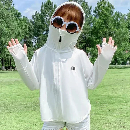 Ropa de protección solar para niños, chaqueta de protección solar de seda helada para exteriores, resistente a los rayos UV, chaqueta de protección solar para juegos al aire libre de verano