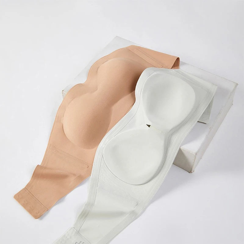 Sujetador adhesivo blanco sin tirantes, Push-Up, antideslizante, pecho pequeño, ligero, lencería Invisible Sexy para mujer, fiesta diaria, boda