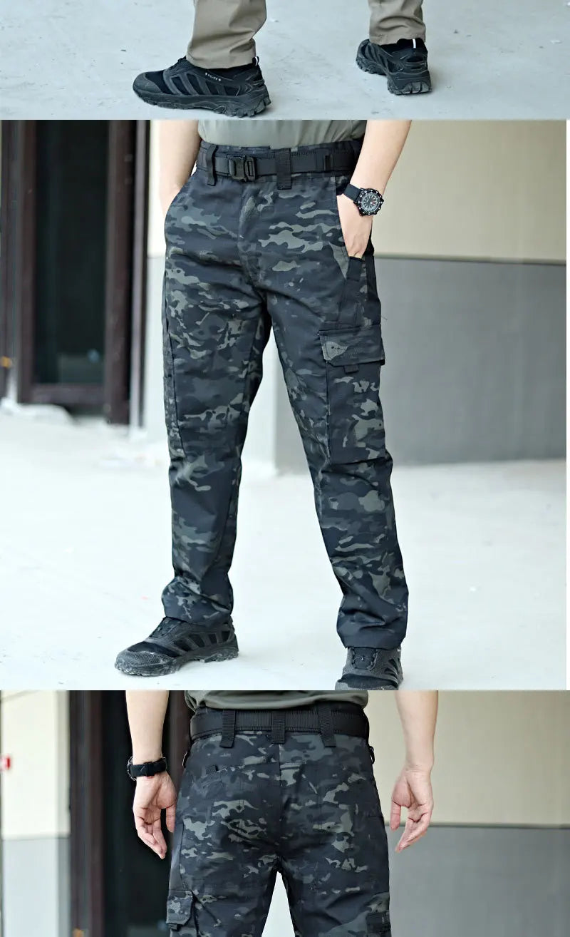 Nuevos pantalones de trabajo tácticos para hombre, pantalones Cargo para exteriores, pantalones impermeables con múltiples bolsillos, ropa de trabajo para exteriores para otoño y primavera, pantalones de senderismo