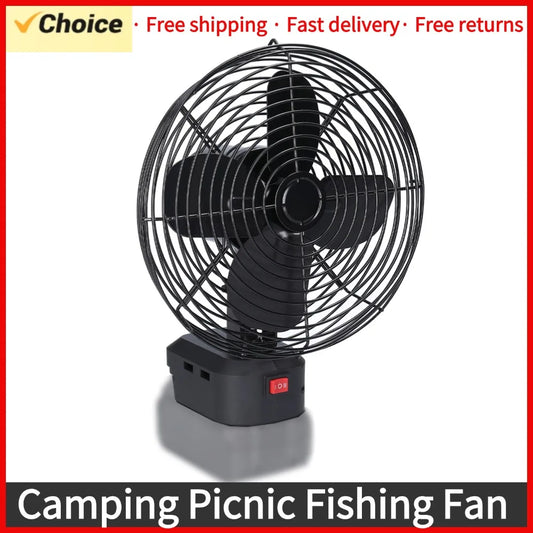 Ventilador de Camping portátil multifuncional para interiores y exteriores, ventilador de Metal inalámbrico, batería de litio, velocidad ajustable, para Picnic y Pesca
