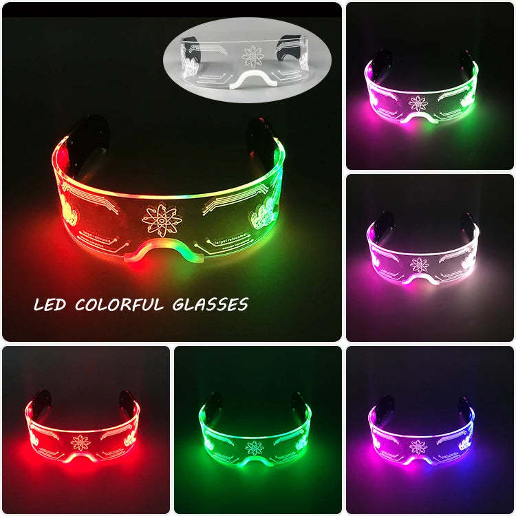 Gafas luminosas coloridas con luz LED, lentes de neón brillantes, parpadeantes para fiesta, club nocturno, DJ, decoración de fiesta de baile