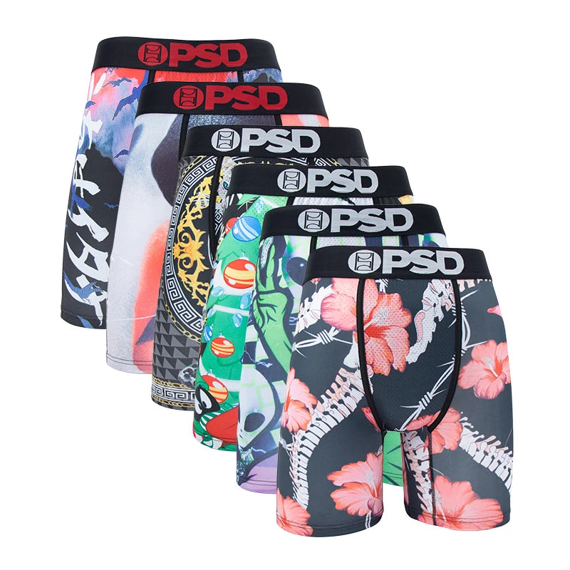6 uds estampado de moda ropa interior para hombre Boxer Cueca bragas masculinas lencería calzoncillos para hombre Panty Boxershorts Sexy S-XXL