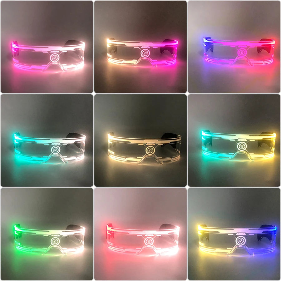 Gafas luminosas coloridas con luz LED, lentes de neón brillantes, parpadeantes para fiesta, club nocturno, DJ, decoración de fiesta de baile