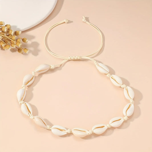 1 collar minimalista elegante de concha para mujer, accesorios de joyerÃ­a de estilo de viaje de playa bohemio Vintage con personalidad