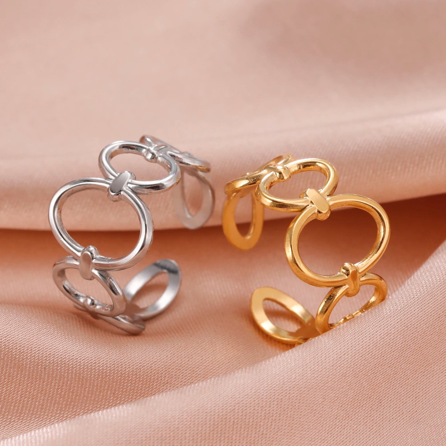 Skyrim-anillos de acero inoxidable para mujer, corazÃ³n geomÃ©trico, estÃ©tico, ajustable, abierto, joyerÃ­a de fiesta, regalos al por mayor