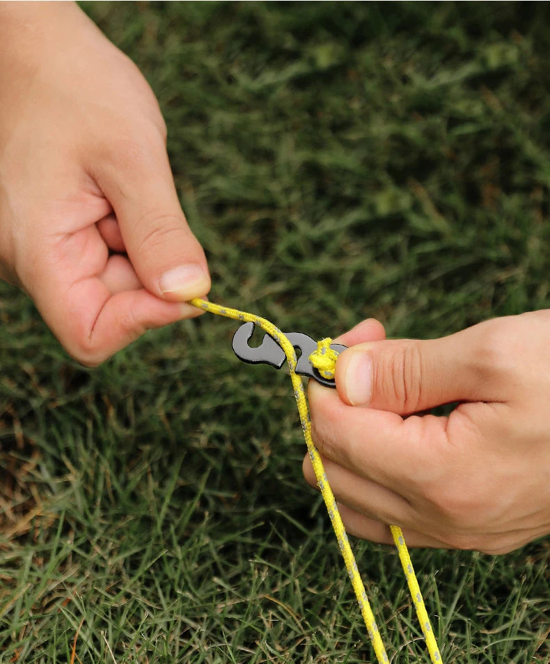 10 Uds. Hebillas de cuerda para tienda de campaña, aleación de aluminio, tapón de cuerda de viento para acampar al aire libre, toldo Wigwam, hebilla de seguridad ajustable