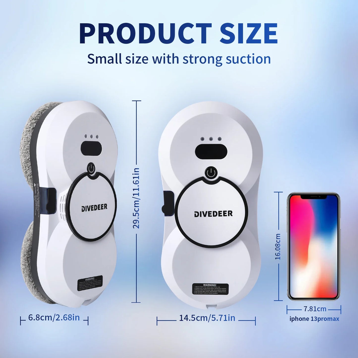 DIVEDEER Robot de limpieza inteligente para el hogar con función automática de pulverización de agua, máquina de limpieza de vidrio magnética anticaída