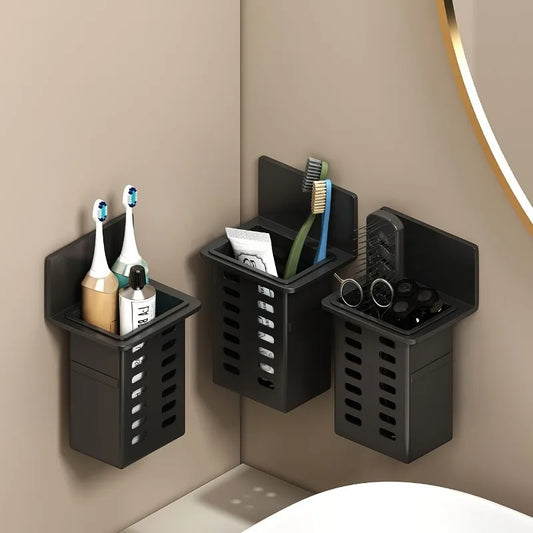 1 soporte funcional para cepillos de dientes para baño, estante de almacenamiento para cepillos de dientes montado en la pared, estante de almacenamiento para el baño