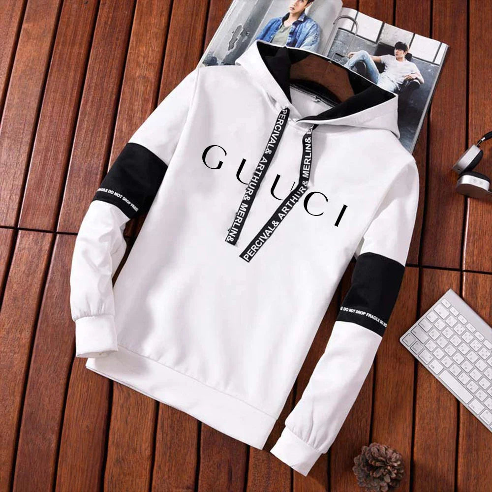 Chándal para hombre, Sudadera con capucha cálida + Pantalones de chándal, conjuntos de 2 uds., Top o pantalones blancos y negros de alta calidad para invierno, ropa informal para correr