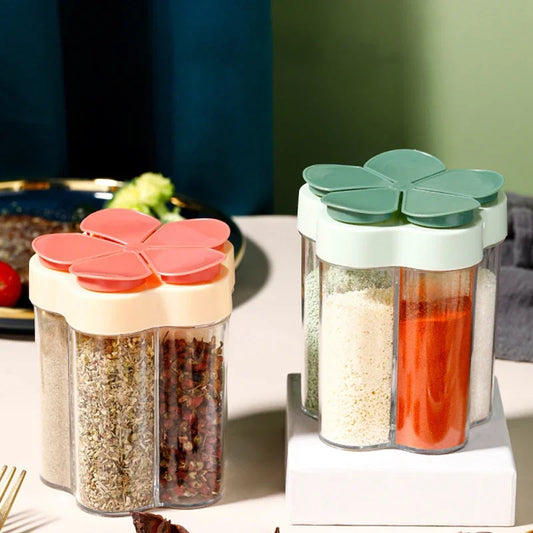 Tarro de condimentos para acampar con tapas, compartimento transparente para especias para cocinar al aire libre, barbacoa, salero y pimienta, Camping al aire libre