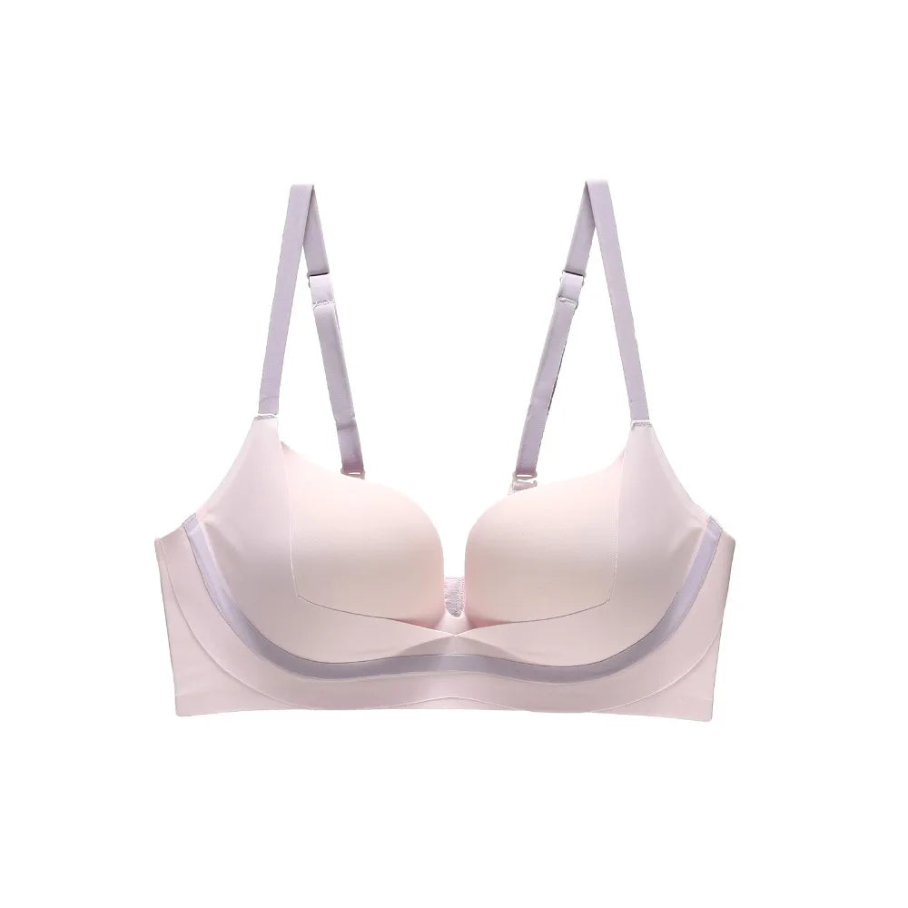 Sujetador ajustado inalámbrico con escote en V profundo, sujetador sin costuras a prueba de golpes para mujer, lencería antiflacidez, ropa interior push-up para niñas