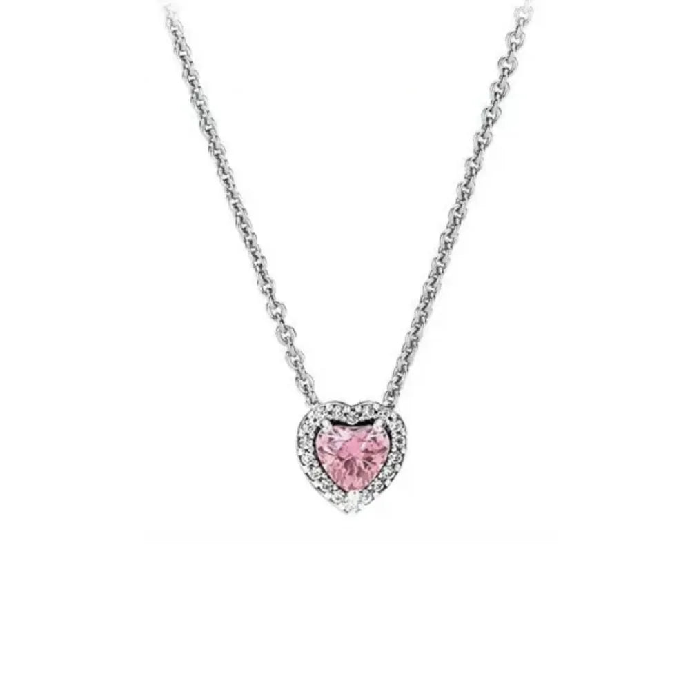 Nuevo original Plata de Ley 925 chapada brillante en forma de corazón collar pulsera mujer regalo de cumpleaños del Día de San Valentín joyería DIY