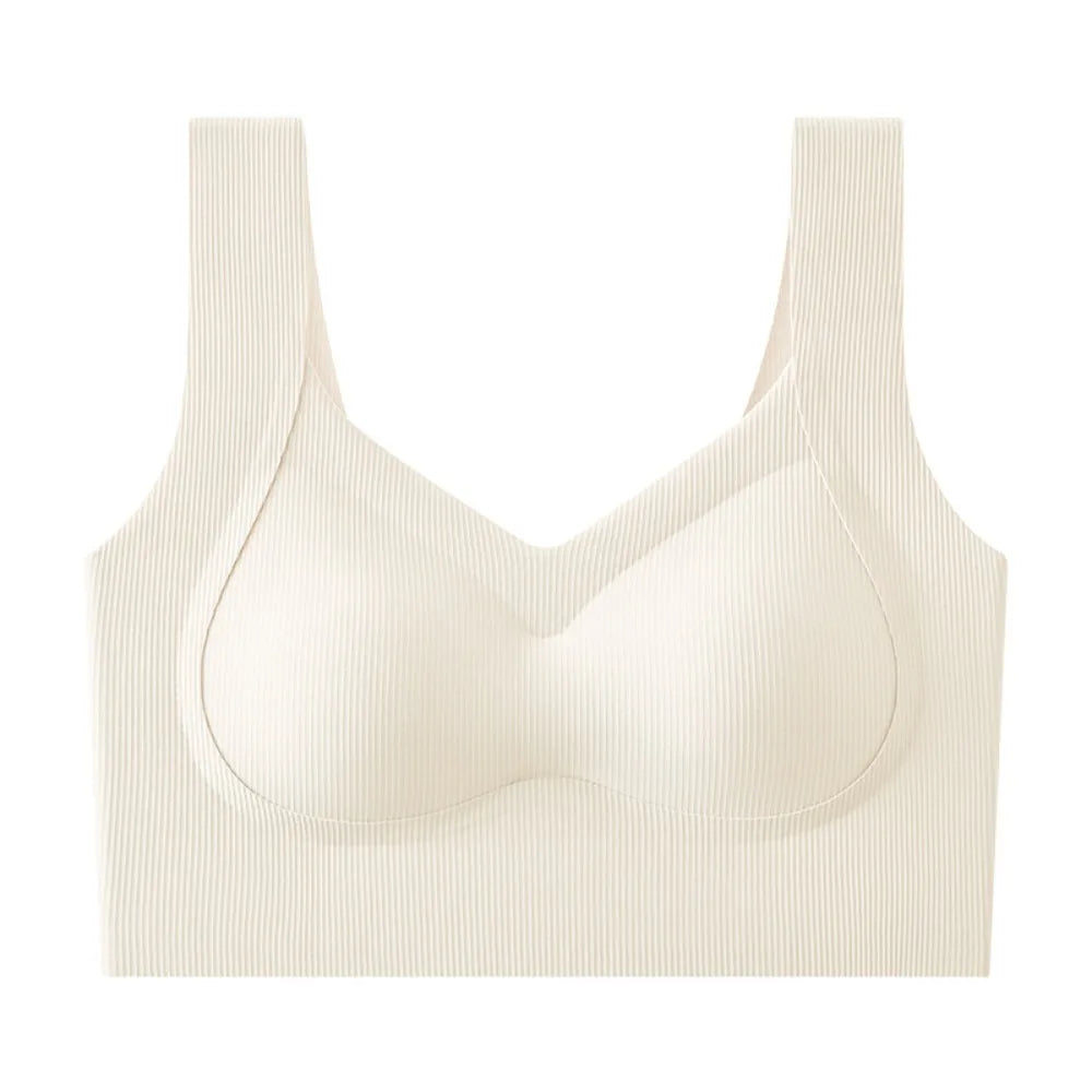 Sujetador inalámbrico de talla grande con escote en V profundo, ropa interior ajustada a prueba de golpes, lencería push-up, sujetador sin costuras antiflacidez para correr