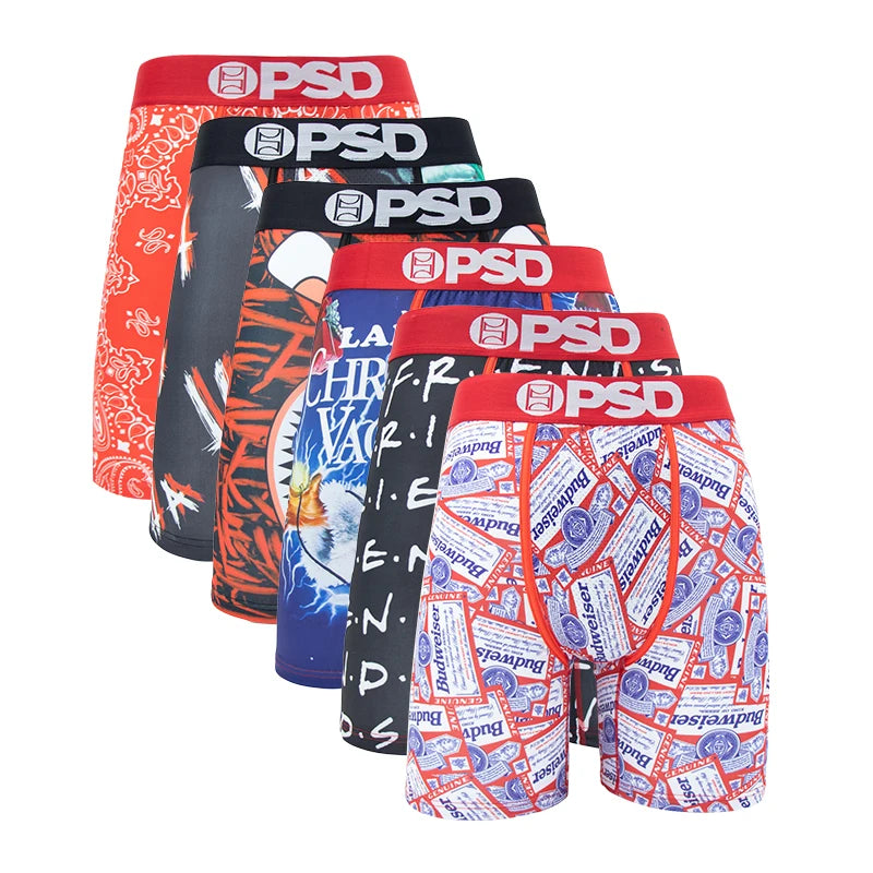 6 uds estampado de moda ropa interior para hombre Boxer Cueca bragas masculinas lencería calzoncillos para hombre Panty Boxershorts Sexy S-XXL