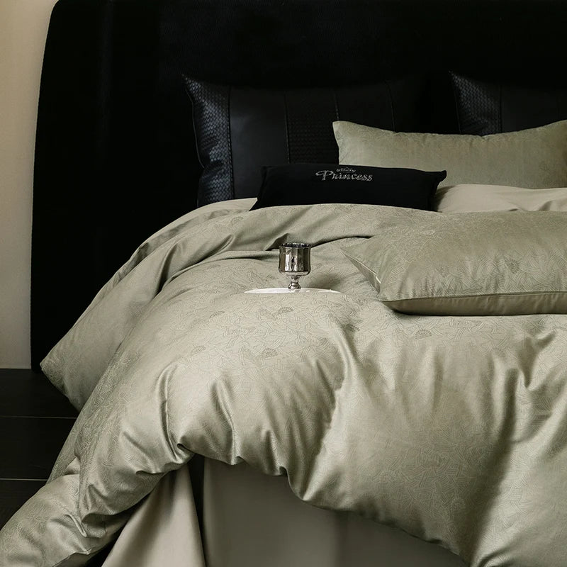 2025 Nuevo juego de ropa de cama de cuatro piezas de algodón puro 100% de color sólido simple para cama individual