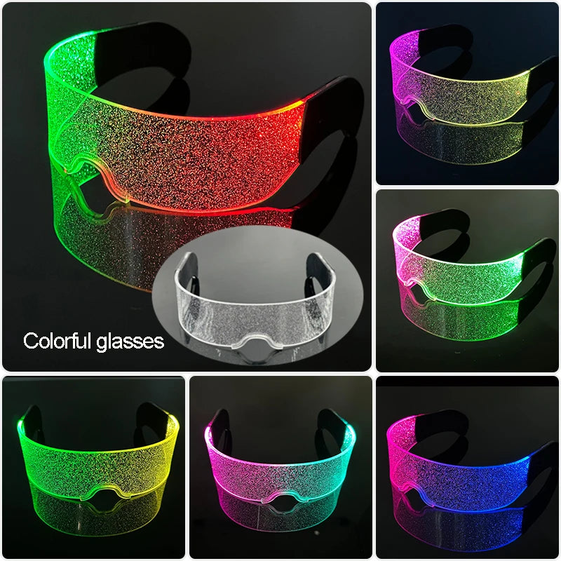 Gafas luminosas coloridas con luz LED, lentes de neón brillantes, parpadeantes para fiesta, club nocturno, DJ, decoración de fiesta de baile