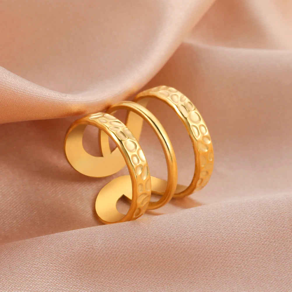 Skyrim-anillos de acero inoxidable para mujer, corazÃ³n geomÃ©trico, estÃ©tico, ajustable, abierto, joyerÃ­a de fiesta, regalos al por mayor