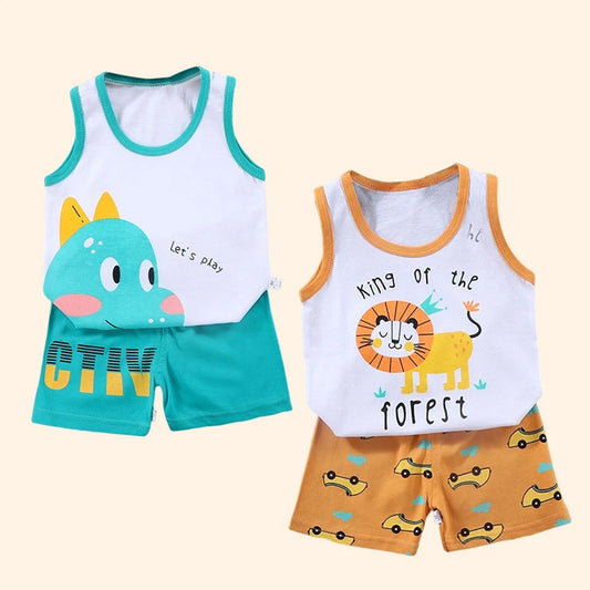 Conjuntos para niÃƒÂ±os, chaleco para niÃƒÂ±os, conjunto de 2 uds., Camiseta de algodÃƒÂ³n de verano, pantalones cortos para niÃƒÂ±as, ropa para niÃƒÂ±os y niÃƒÂ±as, traje sin mangas, ropa de tela